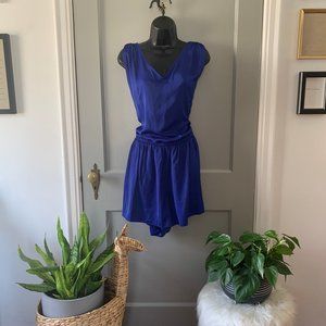 Loft V Neck Romper Blue